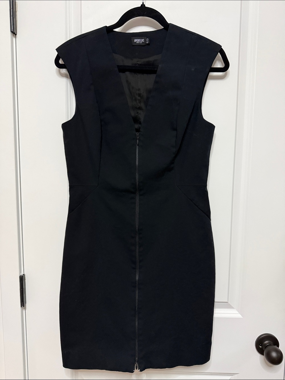 kate spade Black V-Neck Zip Front Sleeveless Mini Dress